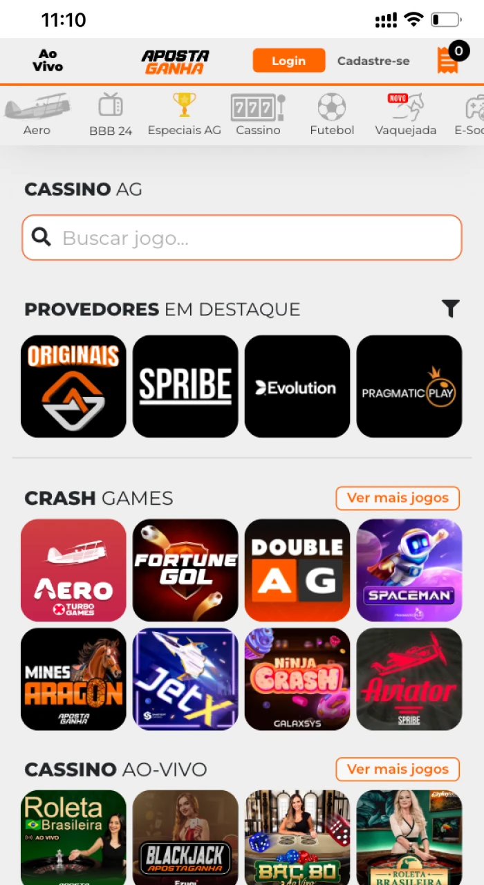 Como jogar no cassino online Aposta Ganha no telefone iOS.