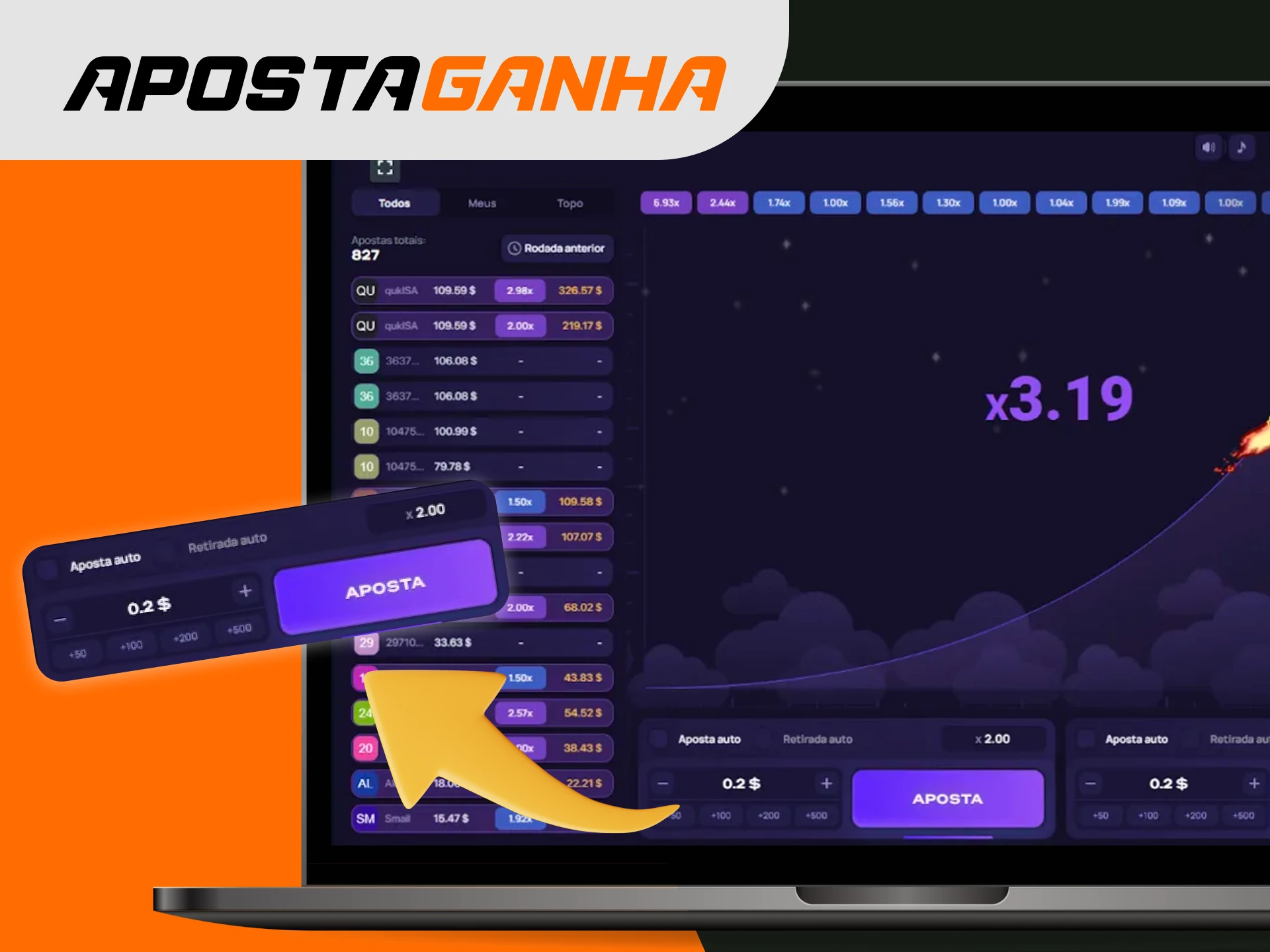 Que interface tem o jogo Lucky Jet no casino online Aposta Ganha.