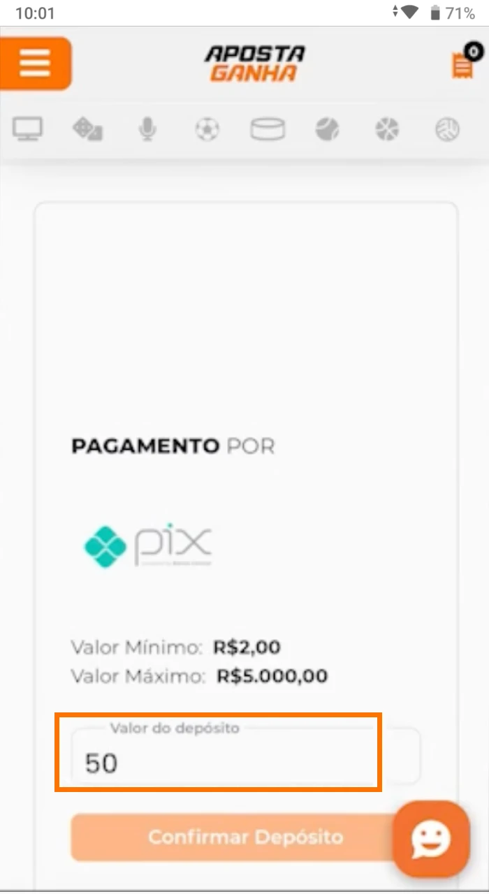 Que dados da minha carteira eletrónica devo fornecer para um depósito no casino online Aposta Ganha.
