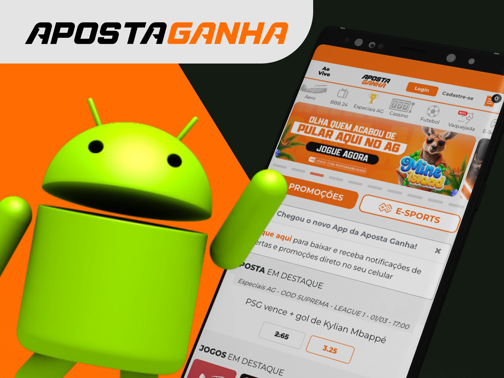 Como instalar o aplicativo de cassino online Aposta Ganha no seu telefone Android.