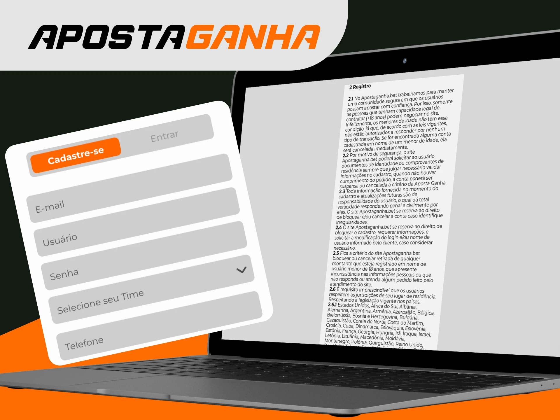 Quais são as regras e requisitos para registo no casino online Aposta Ganha.