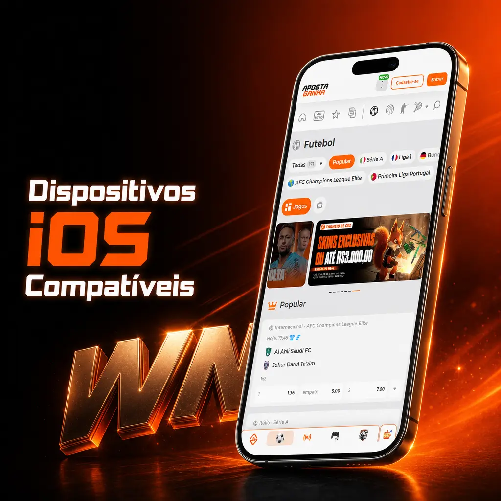 Dispositivos iOS compatíveis com o app Aposta Ganha, incluindo iPhones e iPads de gerações recentes