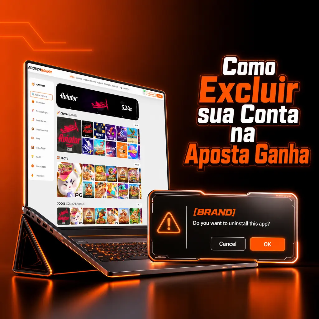 Passo a passo para excluir conta na Aposta Ganha acessando configurações e opção de fechar conta